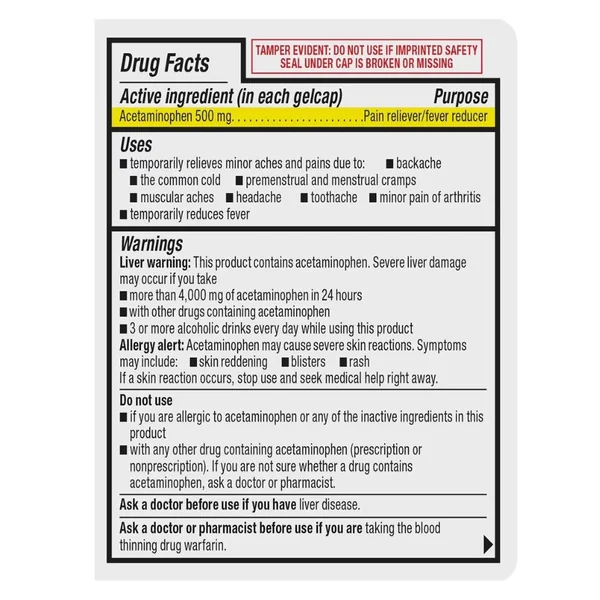 Acetaminophen 500mg Members Mark Rapid Release 400 capsulas - Imagen 2