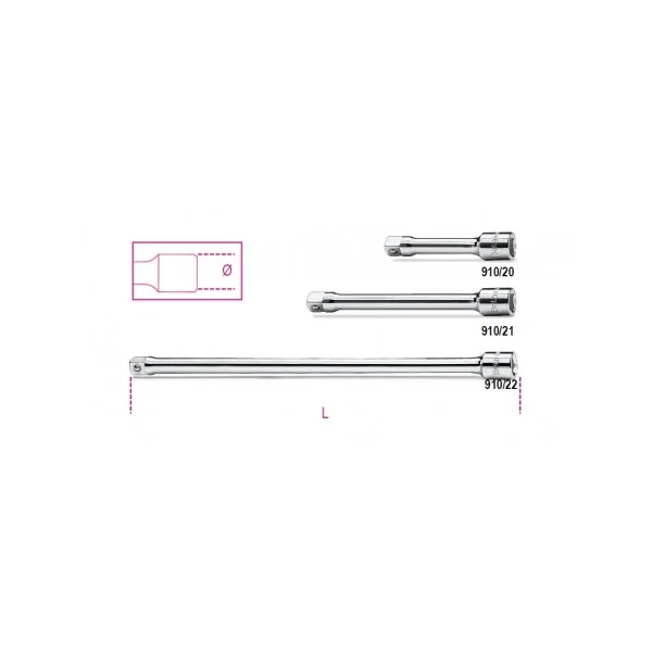 ALARGADERA CON CUADRADO MACHO Y HEMBRA 3/8" BETA REF. 910/21