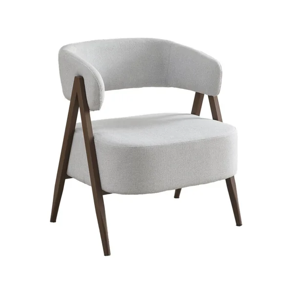 Astra" fauteuil met frame van imitatiehout - Lichtgrijs