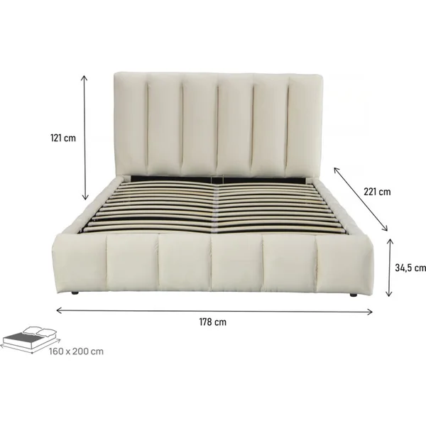Cama "Annie" con arcón 160 x 200 cm - Beige - Imagen 4