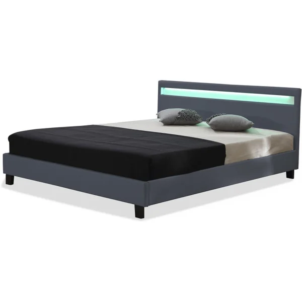 Cama com LED "Maria" - 160 x 200 cm - Cinza