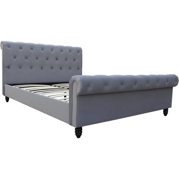 Cama de terciopelo "Godefroy" - 140 x 190 cm - Gris
