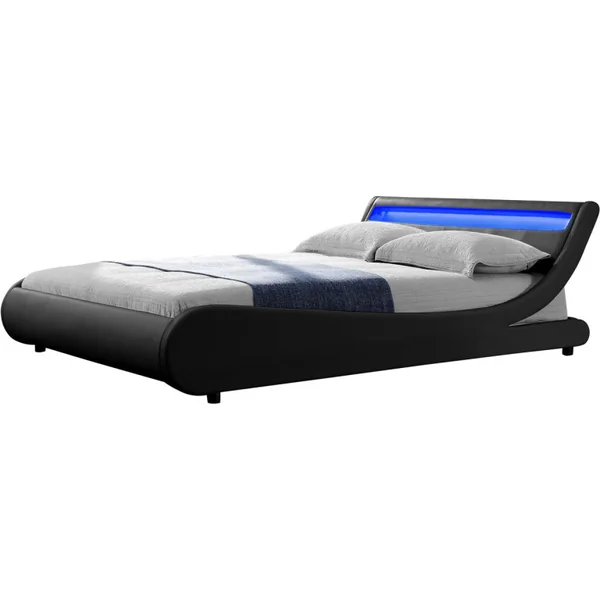 Cama LED "Natacha" - 160 x 200 cm - Preto