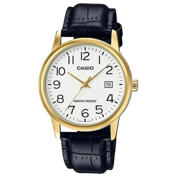 Casio Reloj Casual Correa De Cuero Para Caballero Black