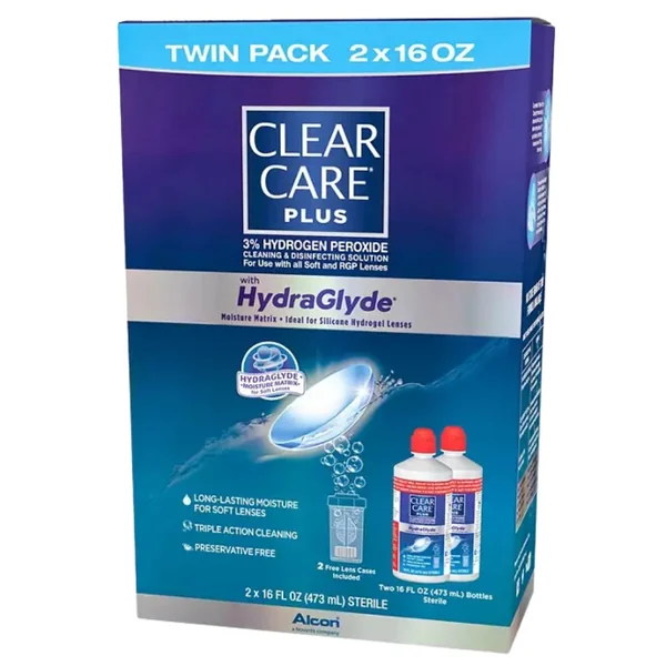 Clearcare Plus with HydraGlyde 2 Botellas 480ml + 2 Lens Cases - Imagen 2