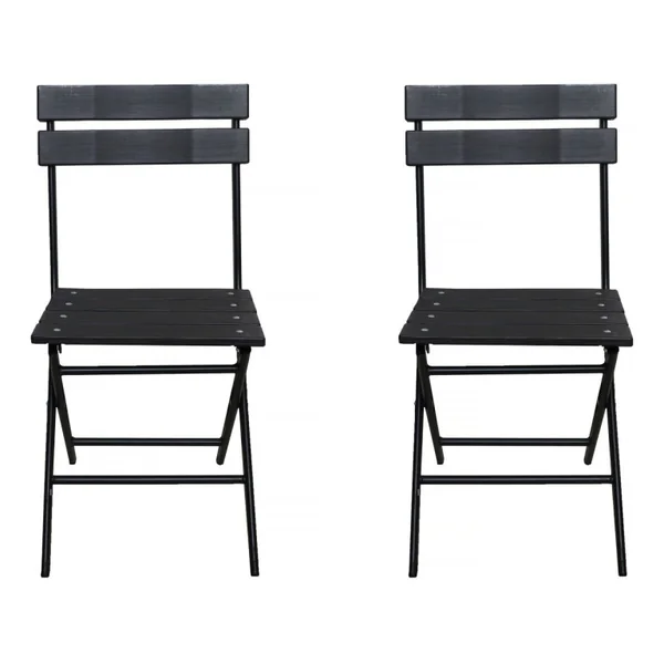 Conjunto de 2 cadeiras dobráveis de plástico para jardim "Tenerife" - Cinza antracite
