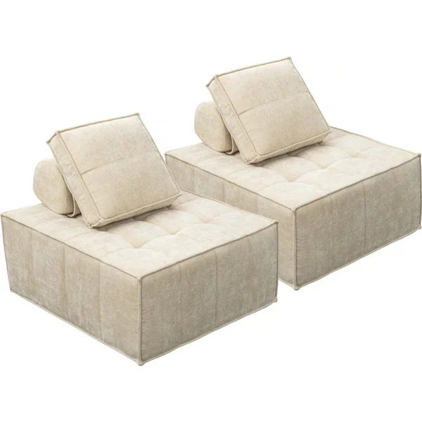 Conjunto de 2 poltronas modulares em tecido texturado "Velluto" - Bege