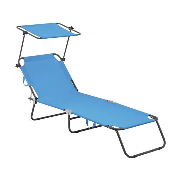 Espreguiçadeira dobrável "Lazy" - Com guarda-sol - Azul