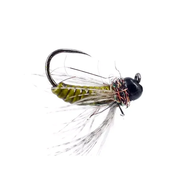 FC Hackled Jig Olive Black Spotted BL TG ninfa cerámica