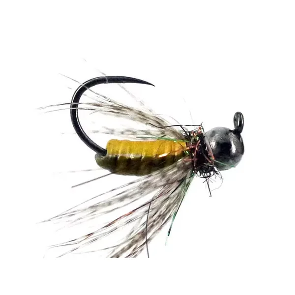 FC Hackled Jig Yellow Olive BL TG ninfa cerámica
