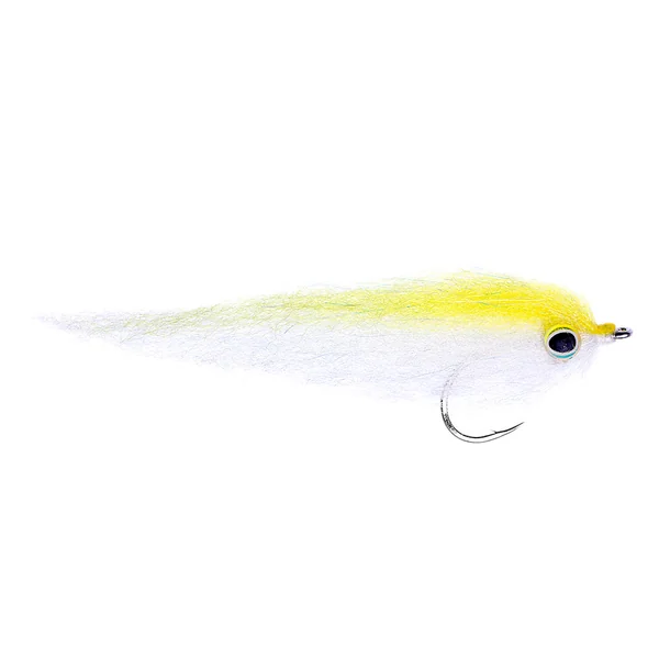 Fishient H2O Streamer - Pez cebo esculpido amarillo y blanco