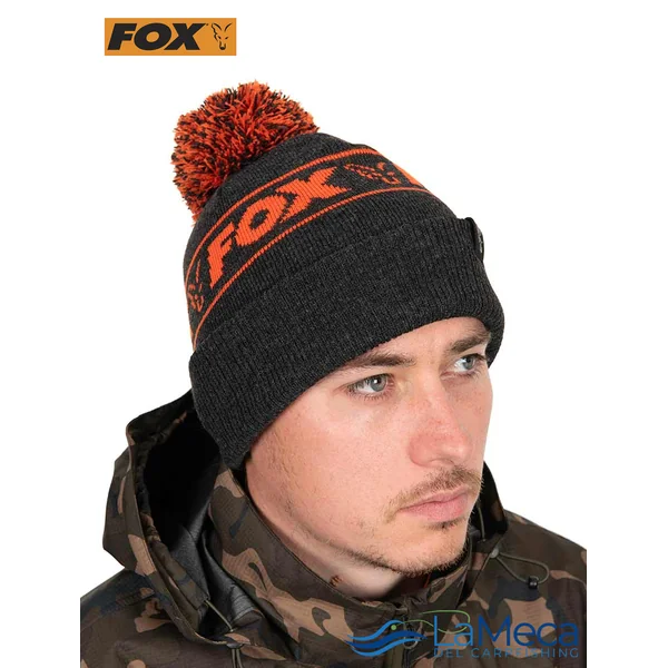 GORRO FOX COLLECTION BOBBLES NARANJA Y NEGRO