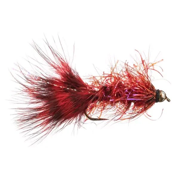 Grizzly Wooly Bugger Red streamer trucha