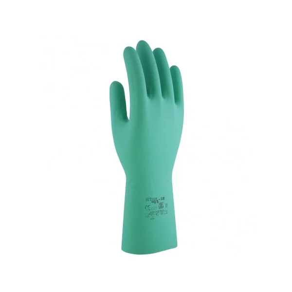 GUANTE NITRILO FLOCADO VERDE RNF-15 3L