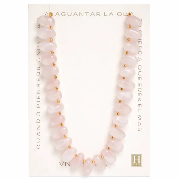 H&Co Collar Chispa Agata y Cuarzo Light Pink - Imagen 2
