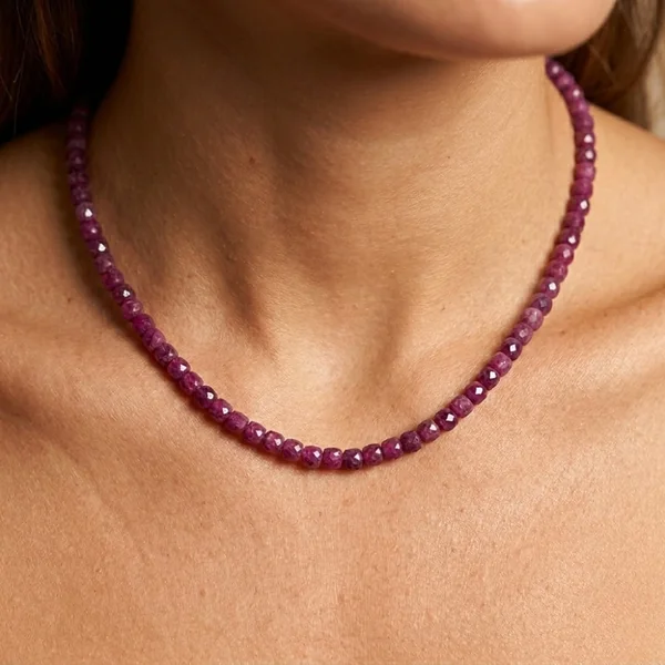 H&Co Collar Cubos de Agata y Cuarzo Magenta