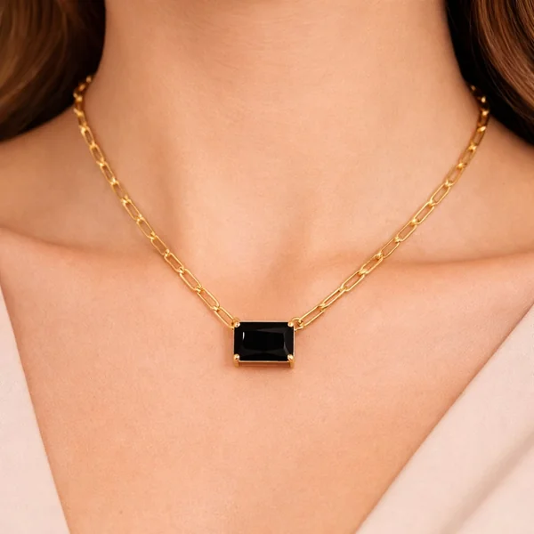 H&Co Collar de Cadena con Dije Brillante Black