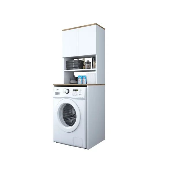 Houten wasmachinekast "Kado" - 65 x 60 x 183 cm - Wit