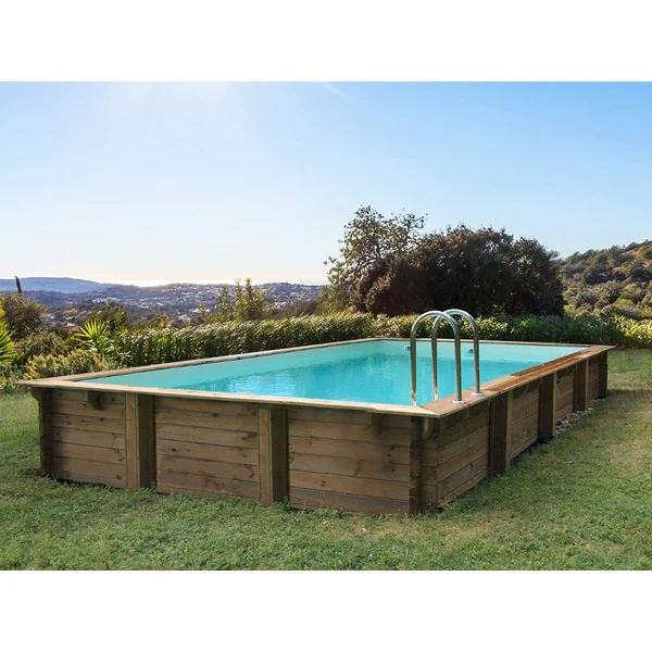 Kit piscina de madeira retangular "Murano" - 12,20 x 6,20 x 1,44 m