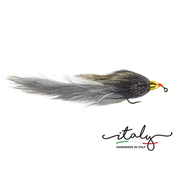 Large Jig Trout Zonker Grey White streamer