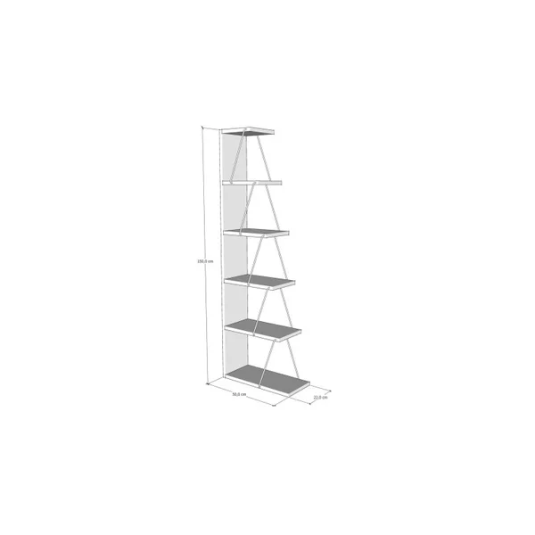 Librería de madera "Nove" - 50 x 22 x 150 cm - Marrón