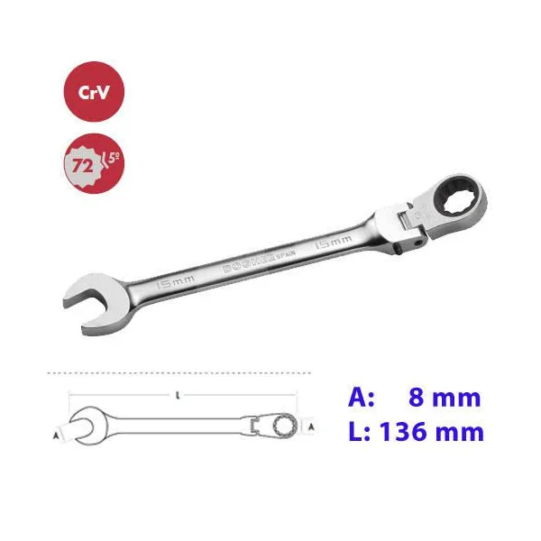 LLAVE COMBINADA CARRACA FLEXIBLE 8 MM