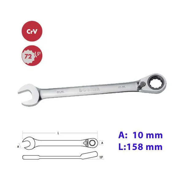 LLAVE COMBINADA CARRACA REVERSIBLE 10 MM