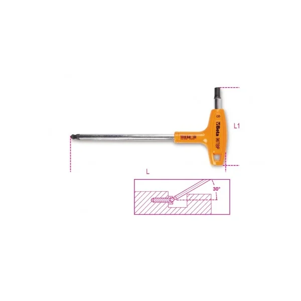 LLAVE MACHO HEXAGONAL CABEZA ESFÉRICA CON MANGO BETA REF.96TBP