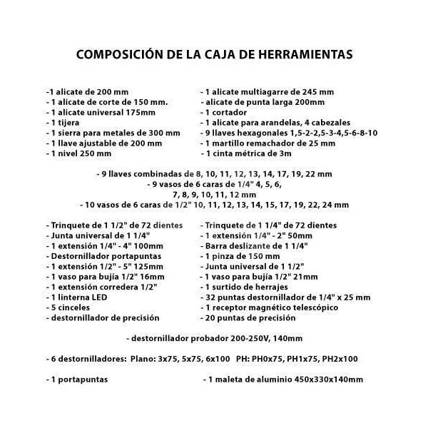 MALETIN DE HERRAMIENTAS 1/2-+1/4 133 PCS