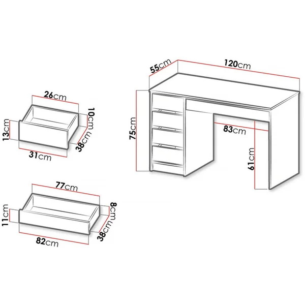 Mesa "Ada" - 120 x 75 x 55 cm - Branco - Imagen 3