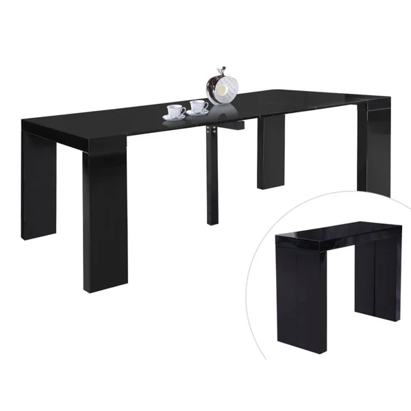 Mesa extensible "Dina" - 200/40 x 94 x 75 cm - Negro laqueado