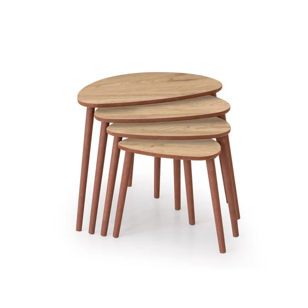 Mesa nido de madera "Nora" 4 piezas 68 x 45 x 55 cm - Roble