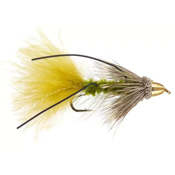 Olive River Bugger Conehead Muddler streamer trucha