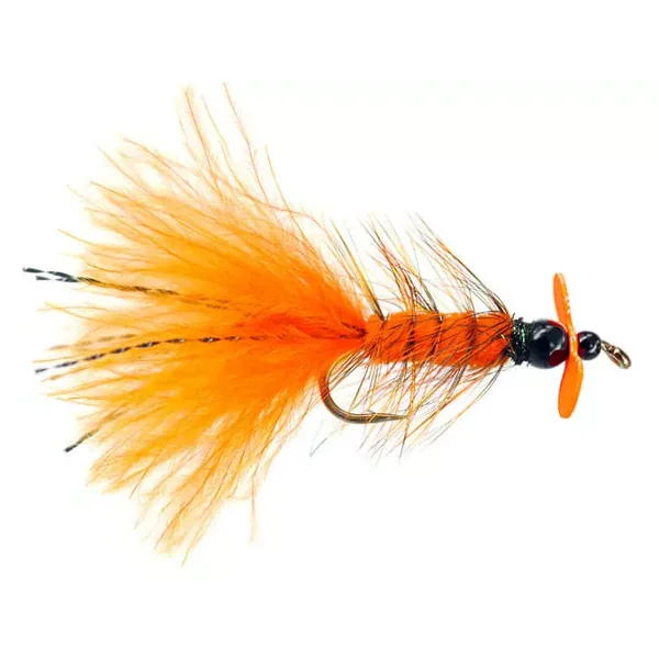 Orange Hot Wooly Bugger Evo streamer lago - Imagen 3
