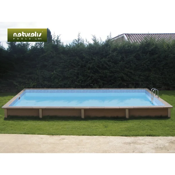 Piscina rectangular de hormigón con aspecto de madera en kit «Naturalis» - 6,09 x 3,24 x 1,40 m