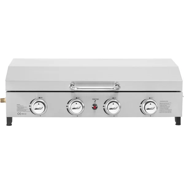 Plancha de gas 4 quemadores con tapa "Fasto" - 10 kw - Gris