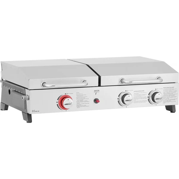 Plancha de gas y plancha "Flamo" - 3 quemadores - Gris