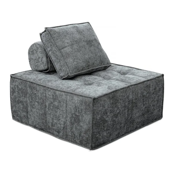 Poltrona estilo veludo - 96 x 100 x 89 cm - Cinza