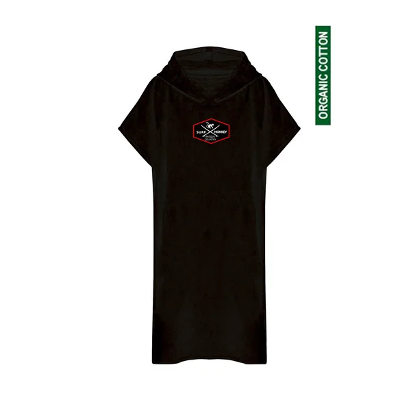 Poncho Surf - Algodón Orgánico / Logo Bordado (Negro)