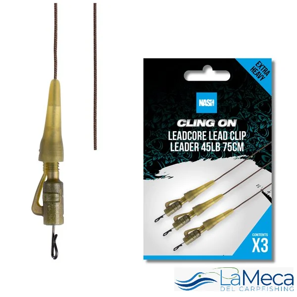 READY TIED LEADCORE LEAD CLIP LEADER 75CM NASH