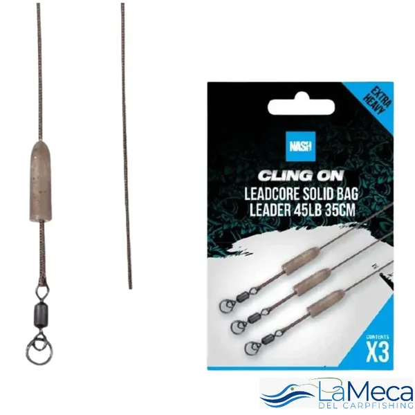 READY TIED LEADCORE SOLID BAG LEADER 35CM NASH
