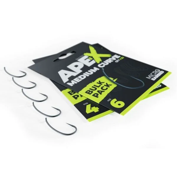 RidgeMonkey Pack 25uds Ape-X Medium Curve Barbed Bulk Nº4 - Imagen 2