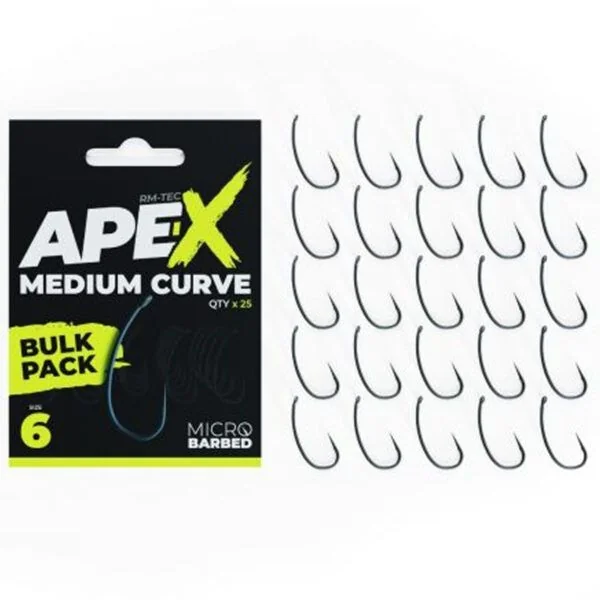 RidgeMonkey Pack 25uds Ape-X Medium Curve Barbed Bulk Nº4 - Imagen 3
