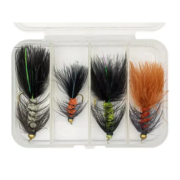 Selección moscas WOOLY BUGGER SMALL V1 - 4 moscas con caja