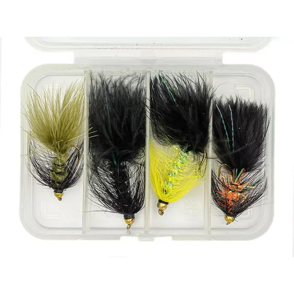 Selección moscas WOOLY BUGGER SMALL V2 - 4 moscas con caja