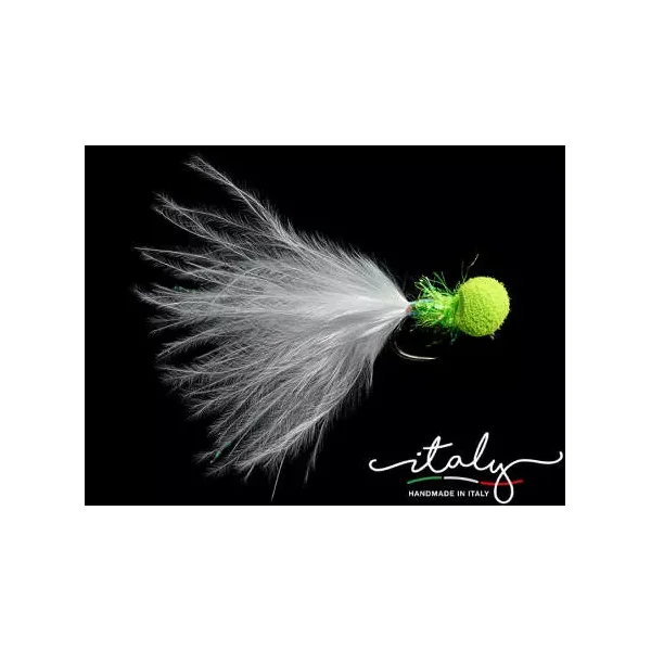 Shiny Marabou Booby White mosca lago