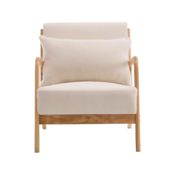 Sillón "Clinton" de madera de estilo escandinavo - Beige - Imagen 5