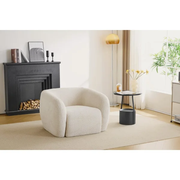 Sillón de tela bouclé "Washington" - Blanco - Imagen 2