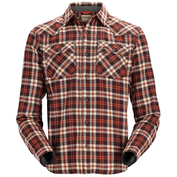 Simms Santee Flannel Shirt maghoany/tan camp plaid