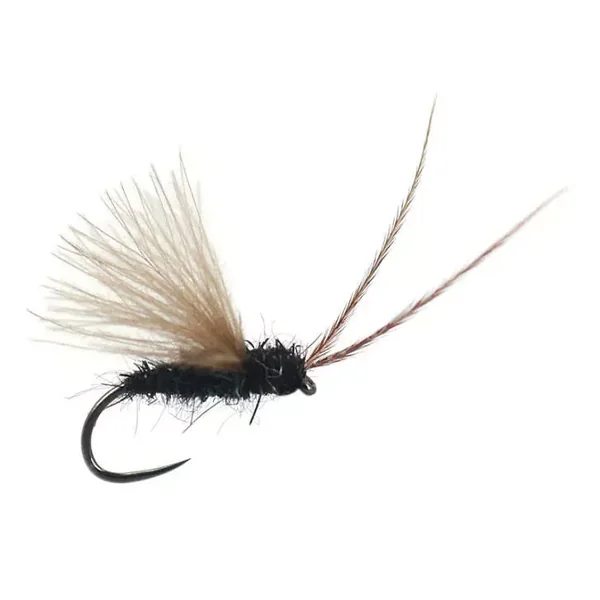Small Black CDC Caddis BL mosca seca